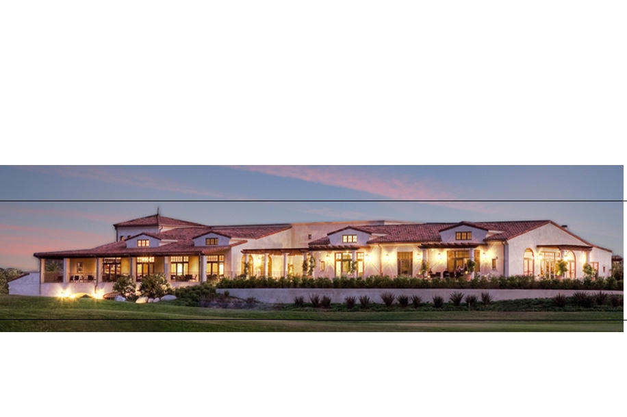 Angeles National Golf Club clubhouse at dusk