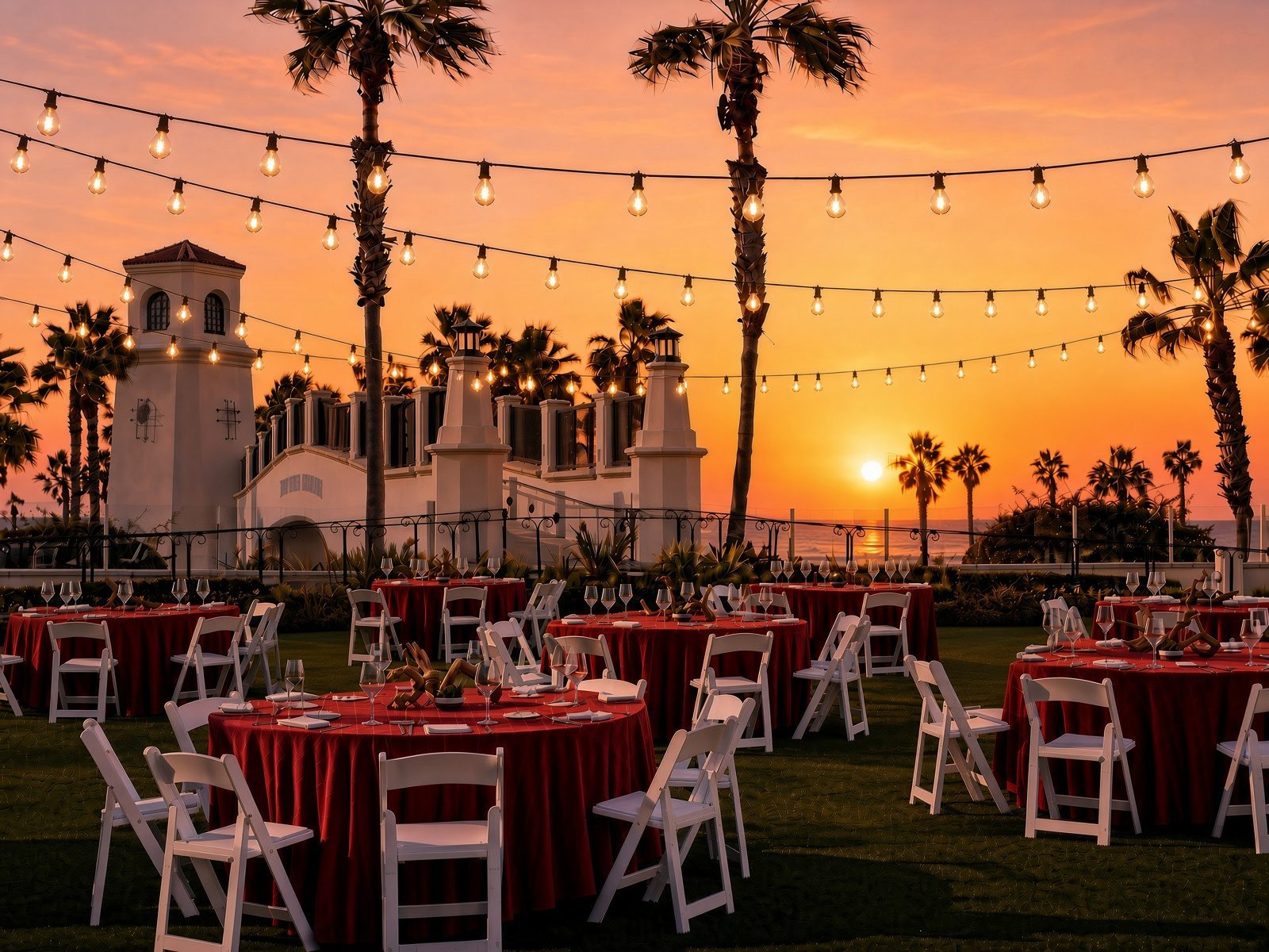 Outdoor event lawn setup