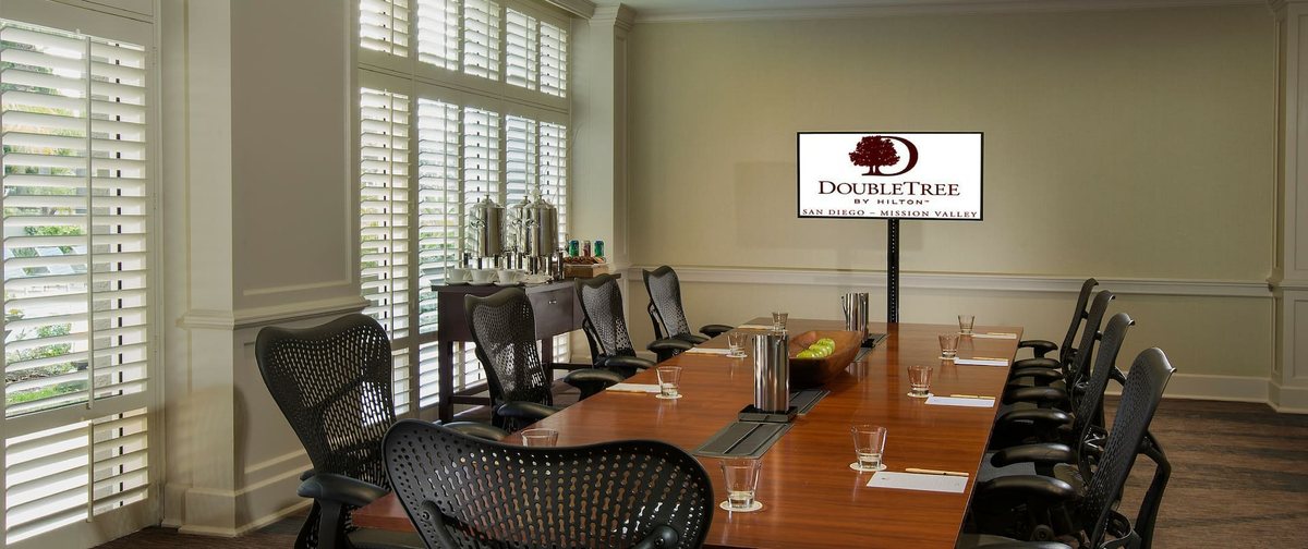 The Hub meeting room at DoubleTree San Diego Mission Valley with a boardroom table