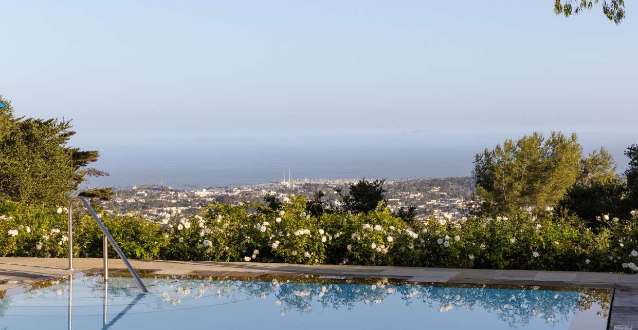 The zero-edge pool at El Encanto looking out over Santa Barbara to the ocean
