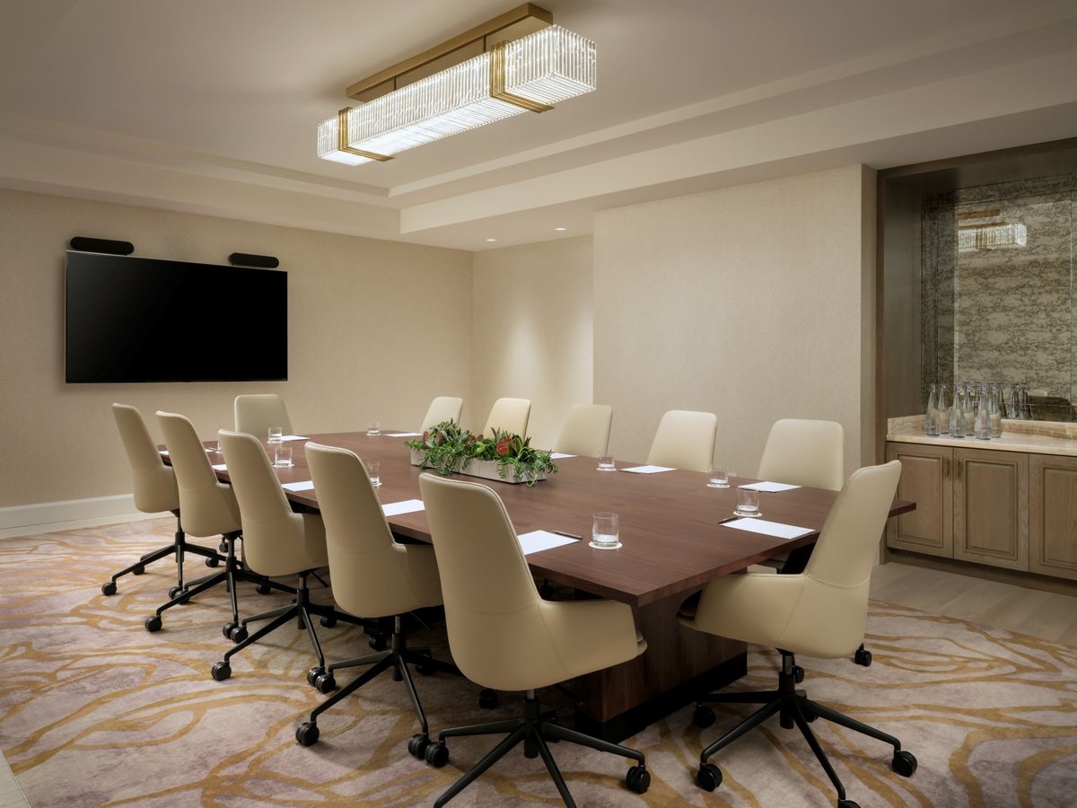 Coral, a boardroom at Fairmont Breakers Long Beach with a wall display