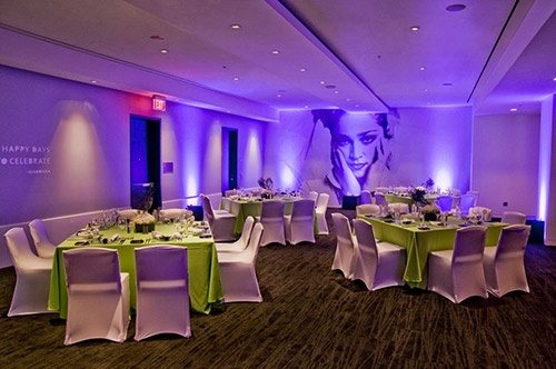 Celebrate at Hard Rock Hotel San Diego set for a banquet with purple uplighting