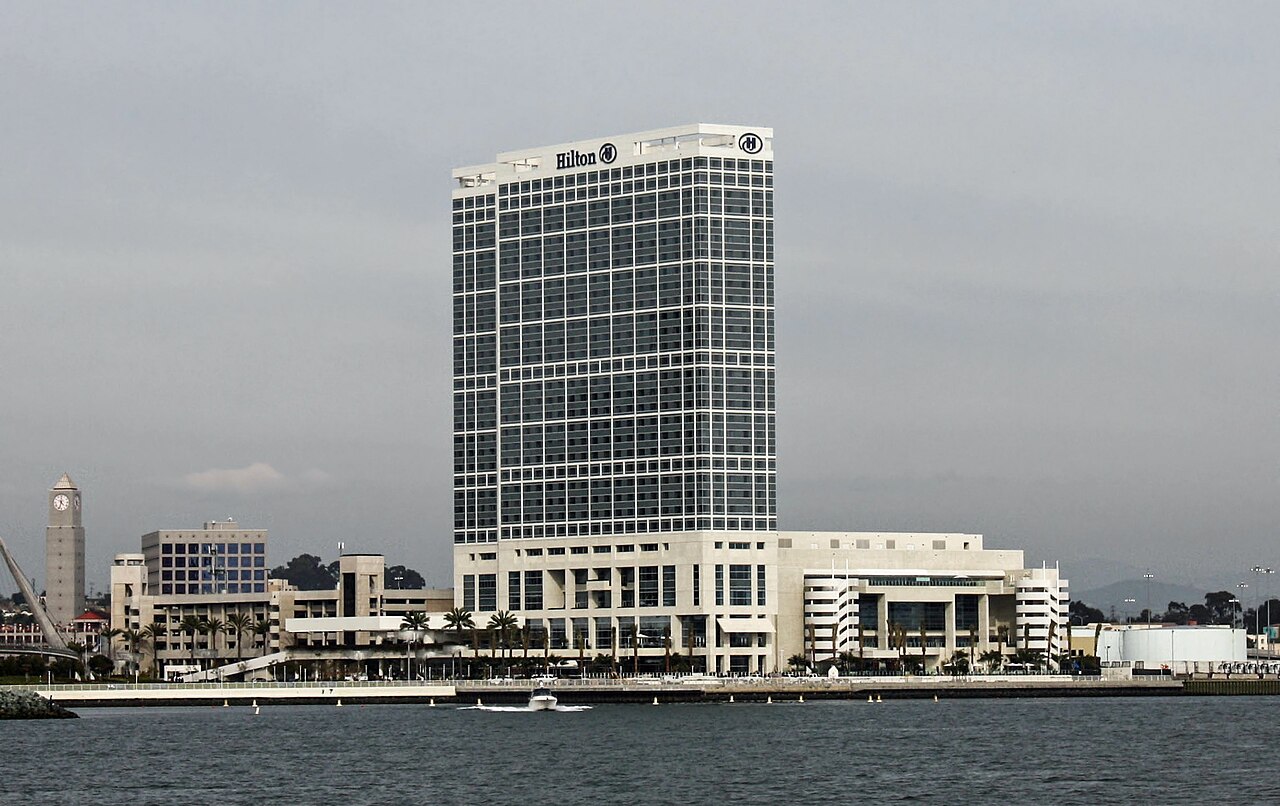 Hilton San Diego Bayfront tower on the water