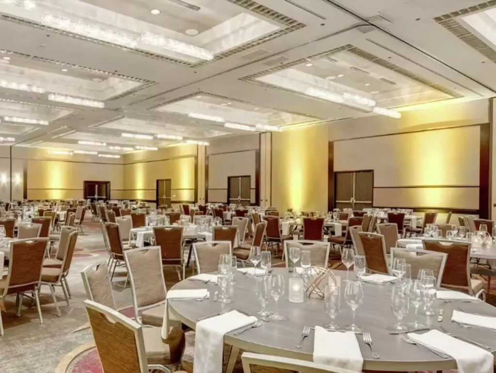 California Ballroom interior at Hotel Fera Anaheim — leftover existing plate, not a Hermosa / Huntington / Manhattan plate