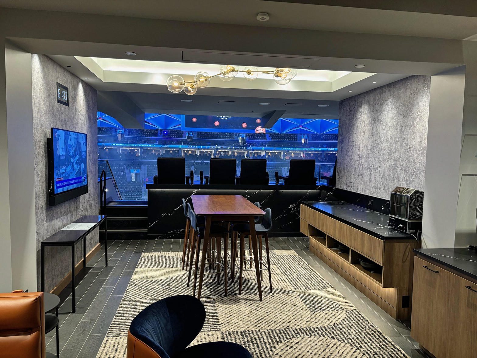 Intuit Dome suite looking onto the bowl