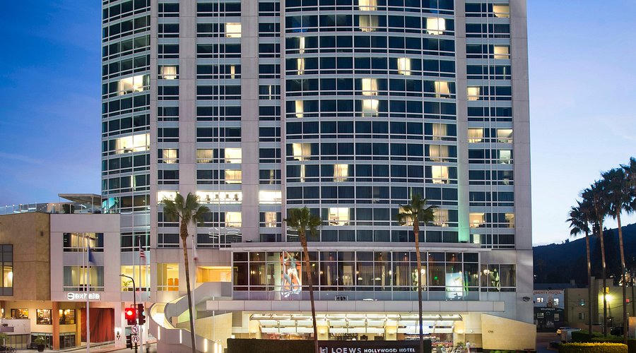 Loews Hollywood Hotel exterior at dusk, Hollywood and Highland