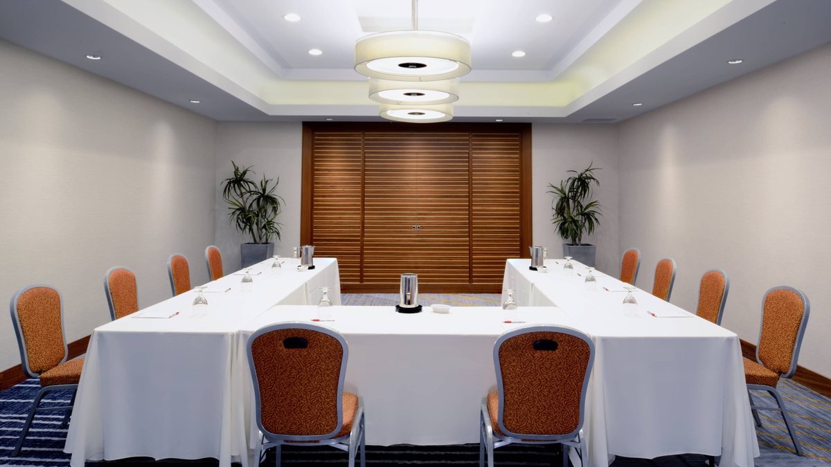 The Post meeting room at Long Beach Marriott set with U-shaped tables