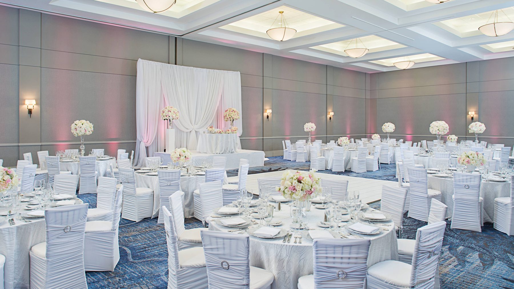 City Ballroom wedding setup at Los Angeles Marriott Burbank Airport — leftover interior, not a load-in plate