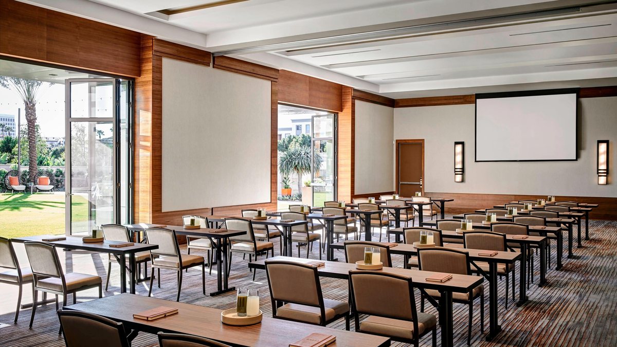 The Grove Ballroom at Marriott Irvine Spectrum set classroom style