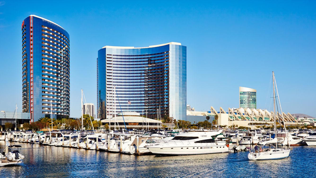 Marriott Marquis San Diego Marina towers and yachts