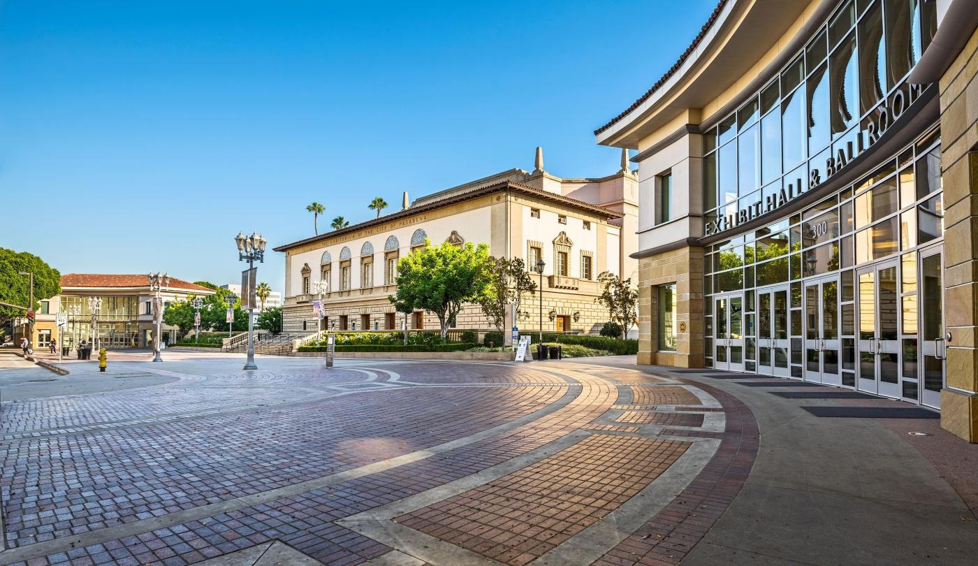 Pasadena Convention Center exhibit hall and Civic Auditorium