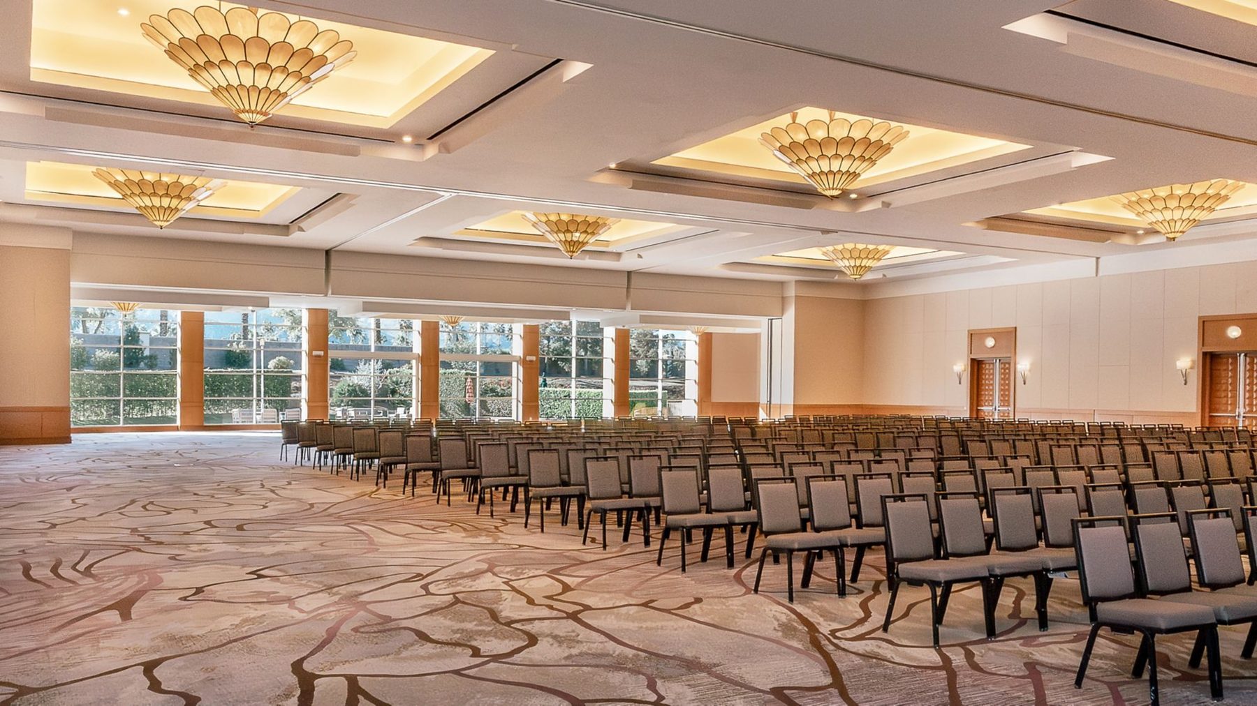 Esmeralda Ballroom theater with windows at Renaissance Esmeralda Indian Wells — leftover interior, not a load-in plate