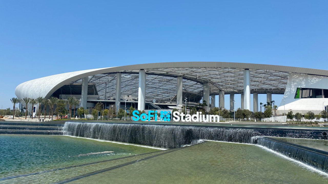 SoFi Stadium canopy and American Airlines Plaza